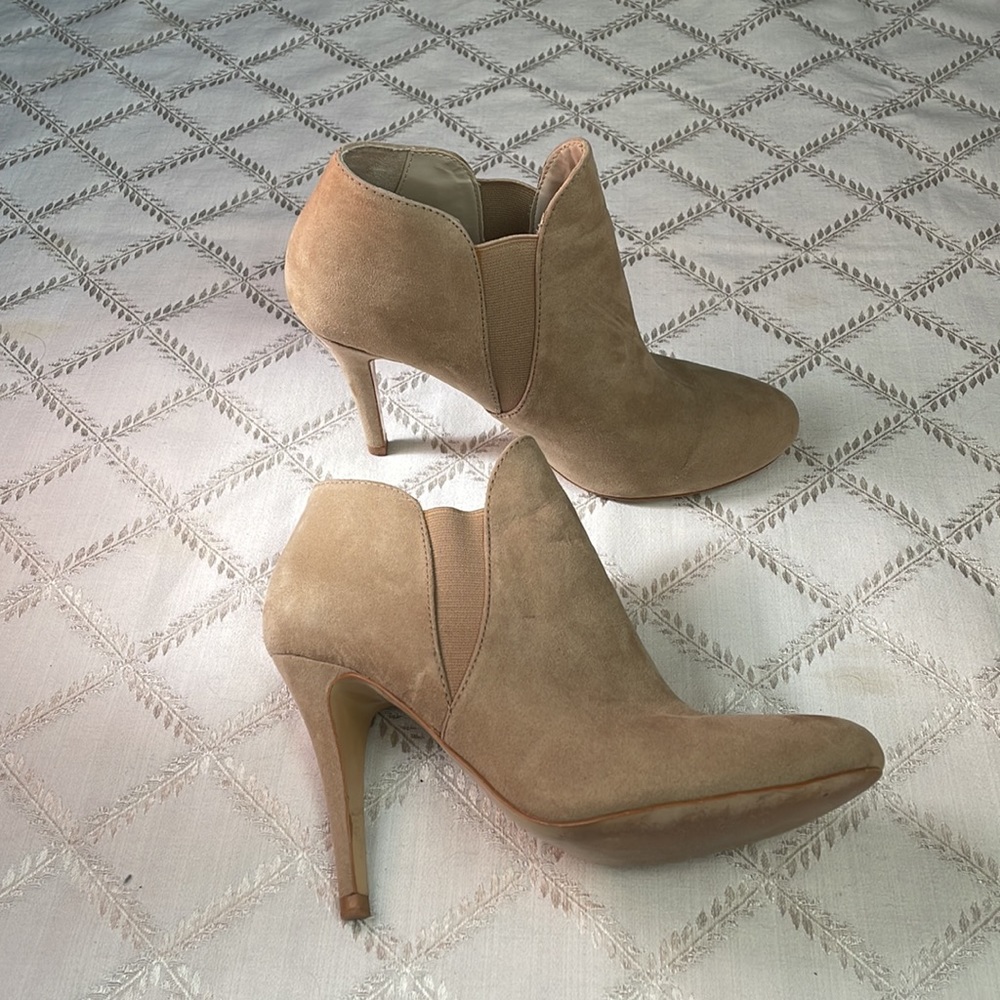 Zara Heel Booties, beige, size 39/8.5